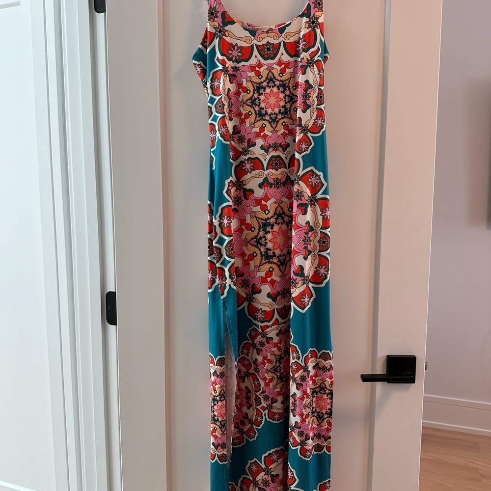 CBR Teal and Pink Floral Maxi Dress